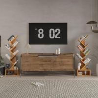 Estantería de árbol, Librería Alta de 6 Niveles Estantería Estrecha de madera con cajones para Sala de Estar, Dormitorio 38×19×112CM Marrón Rústico - details 28