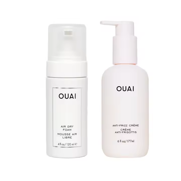 Paquete de peinado OUAI: incluye anticrema + espuma de secado al aire para controlar el encrespamiento (2 unidades, 6 oz/8 oz) - 1
