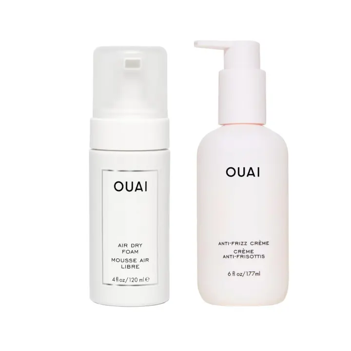 Paquete de peinado OUAI: incluye anticrema + espuma de secado al aire para controlar el encrespamiento (2 unidades, 6 oz/8 oz) - 1
