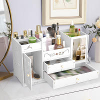 Organizador de cosméticos de 2 cajones, caja de almacenamiento de escritorio de PVC, para maquillaje y joyería - details 4