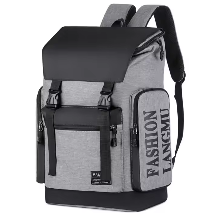 Mochila Simple con letras para hombre, bolso escolar multifuncional de gran capacidad para estudiantes, bolso de hombro, bolso para ordenador portátil, mochila de lona para viaje - 1