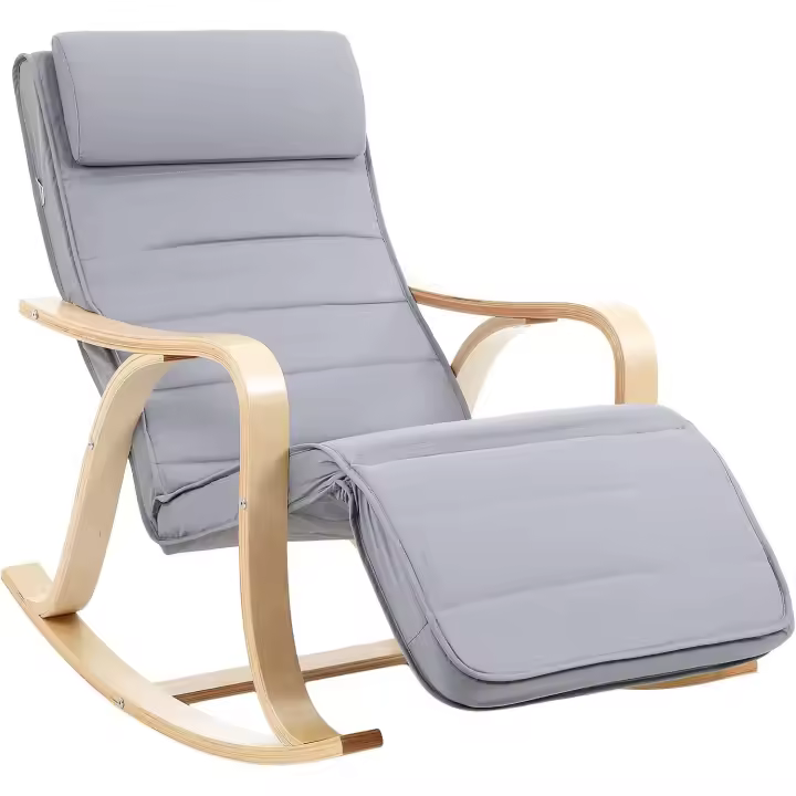 Sillón Mecedora, Color Beige, Algodón, 65 x 90 x 98 cm - 1