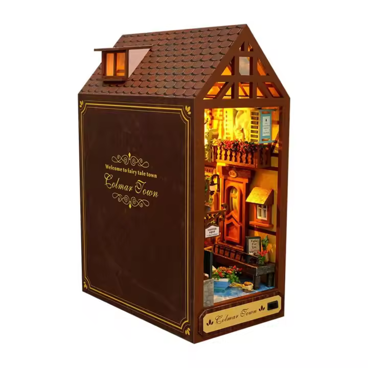 Kit de libros DIY con luz LED, casa de madera 3D, modelo de juguete, casa de muñecas en miniatura, rompecabezas, estantería, decoración, regalo para niños - 1