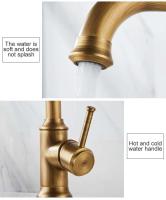 ELLEN grifo de bronce antiguo mezclador de agua fría y caliente grúa montada en cubierta grifo de fregadero de cocina de un solo orificio rotación 360 EL908 - details 6