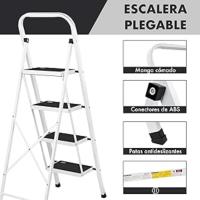 Escalera Plegable, de Tijera, 2/3/4 Peldaños, Antideslizante, Bloqueo de Seguridad, vista general.