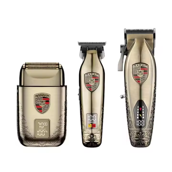 Kemei-cortadora de pelo inalámbrica, Afeitadora eléctrica, cortador de pelo de barbero, maquinilla de afeitar con acabado, Máquina para cortar cabello, recortador de barba - 1