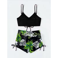 2025 Bikini traje de baño con cordón mujeres pantalones cortos de cintura alta traje de baño femenino acolchado traje de baño natación ropa de playa verano - details 46