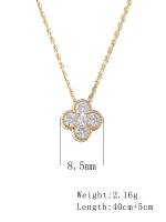 Collar Colgante De Cuatro Hojas De Cloaca En Plata De Ley 925 Con Plateado 14K Y CZ Para Mujer Joyería De Moda Clavícula - details 0