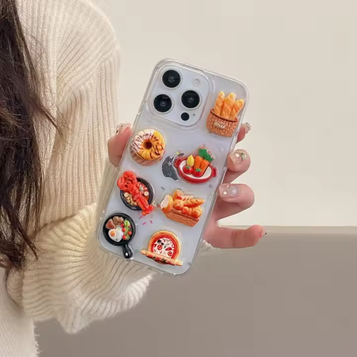 La comida tridimensional para pizza es adecuada para la funda del teléfono móvil Apple 15 iPhone16ProMax nuevo 13pro anticaída 12 divertido nicho 11 super fire hembra 14pro carcasa suave creativa todo incluido - 1