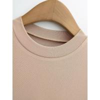 Vestido básico de manga corta de color sólido ajustado de estilo europeo y americano para mujer con cintura y cuello medio alto delgado Empalme de una palabra falda de swing grande - details 10