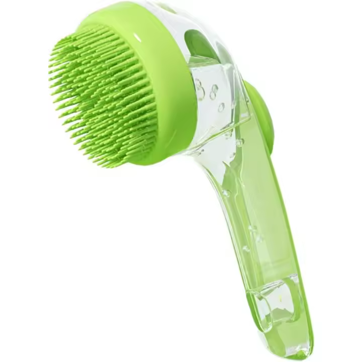 Dispensador de champú para perros y mascotas, cepillo para masaje de gatos, peine para el cuidado, cepillo de ducha para bañarse, cerdas de silicona suaves - 1