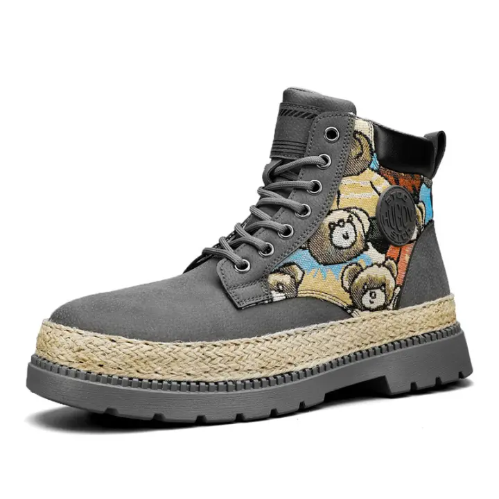 Nuevos Zapatos Martin Personalizados Suela Gruesa de Paja Diseño de Dibujos Animados de Osito - 1