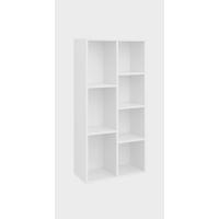 Estante de Libros de 8 Compartimentos Horizontal, Uso Lateral o Vertical, 30 x 97,5 x 100 cm, para Sala de Estar, Oficina, Blanco - details 5