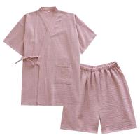Conjunto de pijama de 2 piezas para pareja japonesa, hilo de algodón fino, pantalones cortos de manga corta, kimono para hombre y mujer, decoración del hogar - details 27