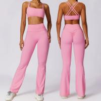 Conjunto de Yoga y Fitness para Mujeres Traje Deportivo de 2 Piezas Pantalones de Yoga de Cintura Alta y Sujetador Deportivo Racerback Material Exterior de Nylon Adecuado para Primavera/Verano - details 0
