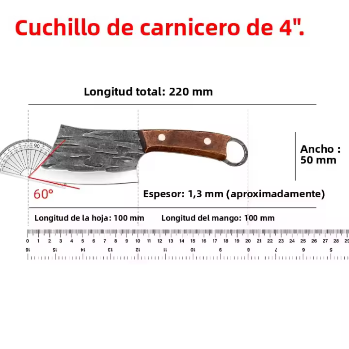 Cuchillo de Cocina InLeung de Acero Inoxidable Mango de Madera para Cortar Pescado, Carne y Vegetales Herramienta de Cocina para Chefs - 1