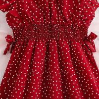 Clásico rojo verano novedad niña Retro vestido Lunar vacaciones diario Casual fiesta de cumpleaños moda para niños de 8 a 12 años - details 6