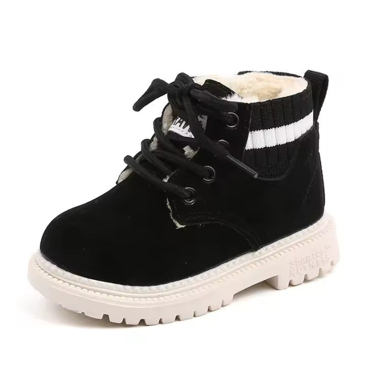 Botines de nieve para niños pequeños, botas cortas de algodón cálidas Vintage, botas con cremallera, moda de invierno - 1