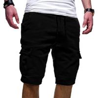 Pantalones cortos Cargo a la moda para hombre, pantalones cortos con múltiples bolsillos de color sólido, pantalones cortos holgados con cordón para correr, ropa para hombre - details 5