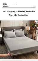 Sábana bajera de felpa de invierno, Sábana elástica doble, colcha cálida, Funda de colchón de Color sólido, Protector de lino de cama (sin funda de almohada) - details 3
