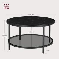 Centro, Mesita de Salón, de Mármol de Imitación Redonda, Estante de Vidrio Templado, Montaje Fácil, Estilo Moderno, Blanco Mármol y Dorado Claro LCT072W59 - details 23