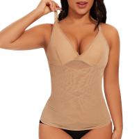 Sujetador incorporado para mujer, camiseta sin mangas, corsé de malla cruzada de compresión, Control de barriga, moldeador de cuerpo, corpiño adelgazante con cuello en V, ropa interior Sexy - details 9