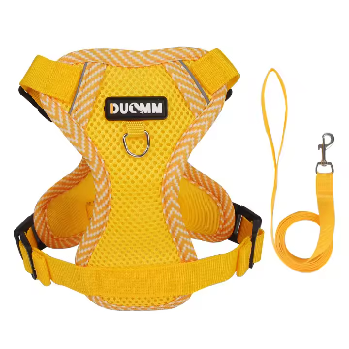 Conjunto de arnés ajustable para perro a prueba de Escape con cuerda de tracción, arnés para chaqueta, correa reflectante transpirable, collares para perros, conjunto de correa - 1