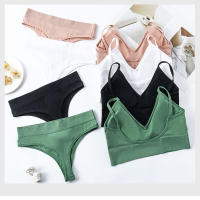 Women 2 pieces solid color fitness sports bra underwear top gym yoga athletic tight workout soft brassiere padded - details 3