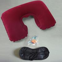 3 piezas de juego de almohada de viaje inflable en forma de U - Soporte de cuello de silicona con reposacabezas, tapones para los oídos y máscara para los ojos - Portátil, lavable, opciones multicolores - details 5