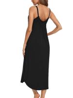 Vestido de tirantes de cuello V sin mangas para mujeres cómoda ropa fresca para el hogar, falda de dormir suelta - details 4