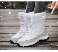 Botas de nieve para mujer, botines cálidos de felpa para exteriores, impermeables, antideslizantes, Zapatillas altas de Trekking, de algodón, Invierno - details 12