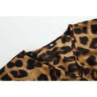 Vestido irregular de punto con tirantes de cintura alta y gasa con cuello en V y estampado de leopardo - details 12