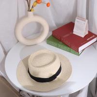 Sombrero tejido de paja de estilo coreano a la moda, sombrero de ala ancha cóncavo con protección solar, sombrero de cubo, sombrilla de ala plana, sombrero de sol para mujer, playa - details 8