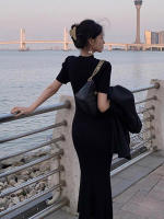 Regalo de cumpleaños ligero vestido estilo Hepburn, vestido de cola de pez negro francés de nicho de lujo ligero de alta gama para mujer - details 2