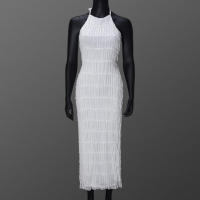 51618 Vestido largo de mujer sin espalda de tela plisada con personalidad nueva y transpirable con lazo de hoja de loto - details 9