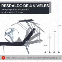 Tumbona Plegable Tumbona de Jardín Exterior Reclinable con Toldo Desmontable con Ángulo Regulable Respaldo Ajustable en 4 Niveles para Terraza Piscina Patio 187x58x36 cm Marrón - details 30