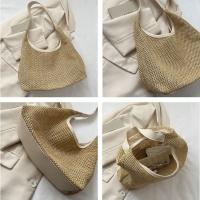 Bolso de paja tejido hecho a mano Simple, bolso de mano de estilo bohemio, bolso de rafia, bolsos de playa de gran capacidad para verano - details 3