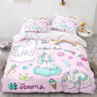 Juego de Ropa de Cama con Dibujos Animados de Unicornio para Niños Funda de Edredón de Caballo Arcoíris Cubierta de Almohada para Cuna de Bebé Linens de Cama Encantadores - details 2