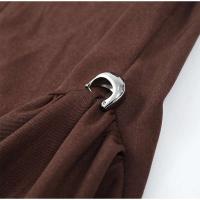 Elegante Vestido A-e de Cintura Alta para Mujer Color Sólido, Sin Mangas, Robe Largo con Cuello Redondo Nuevo Vestido de Fiesta de Noche - details 4