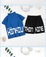 Conjunto de ropa y pantalones cortos de secado rápido para niños, ropa deportiva informal, estampado de texto, Verano - details 6