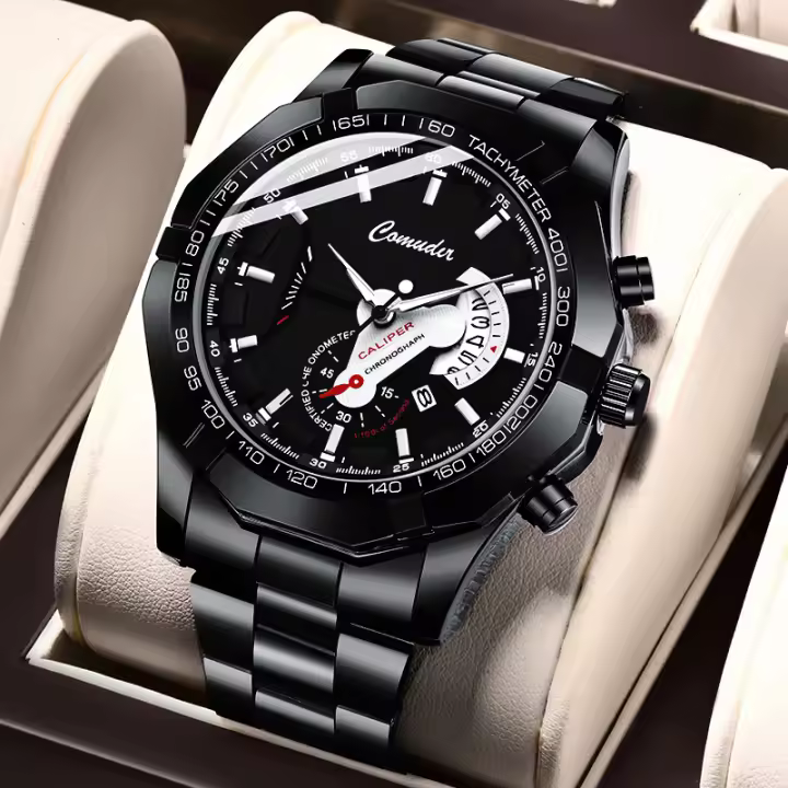 Hombre calendario a prueba de agua brillante reloj no mecánico con esfera grande - 1