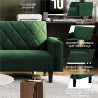 Sofá Plegable Moderno 2 Plazas 159x75.5x73 cm Respaldos Ajustables en 3 Niveles Tela Verde - details 4