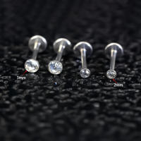 Starbeauty Anillos de Labios y Perforaciones en el Tragus 2Pcs Acero Surgical 18G Cz Gem Round Cartilage Earring Piercing estilo Monroe metal cubic zirconia - details 2