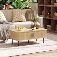 Mesa Baja de Centro para Sala de Estar Estilo Persiano con 2 Puertas 2 Compartimentos - details 1
