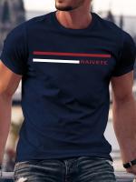 Camiseta de Algodón Puro con Estampado a Rayas Cuello Redondo y Manga Corta - details 5