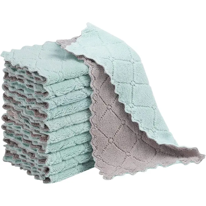 Toallas de Platos de Cocina 10 Piezas Súper Absorbentes de Coral Fleece Superior Calidad Lavable Secado Rápido No Pegajosa Estilo Moderno Length up to 18" - 1