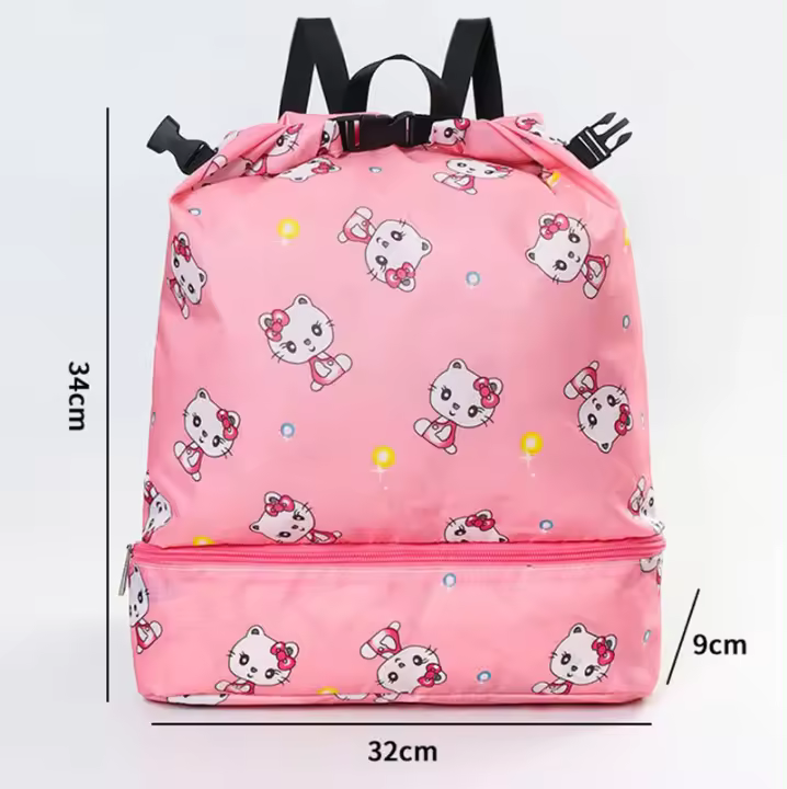 Mochila Deportiva Portátil para Niños y Niños Impermeable with Separación Húmeda y Seca Material Exterior de Poliéster y PVC Diseño de Playa de Dibujos Animados - 1