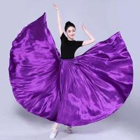 Vestido de bailarina gitana de danza del vientre, swing flamenco español largo satinado brillante de 360/720 grados, varios colores - details 5