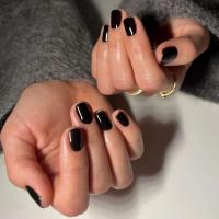 120 negro 12 tamaños, puntas de uñas cuadradas, uñas acrílicas cortas, uñas postizas prensadas - details 3