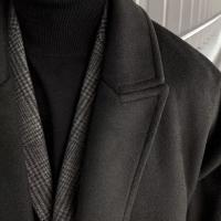 Abrigo cortavientos de doble capa para hombre, abrigo de lana de Cachemira de longitud media, moderno y de alta gama, otoño e invierno - details 2
